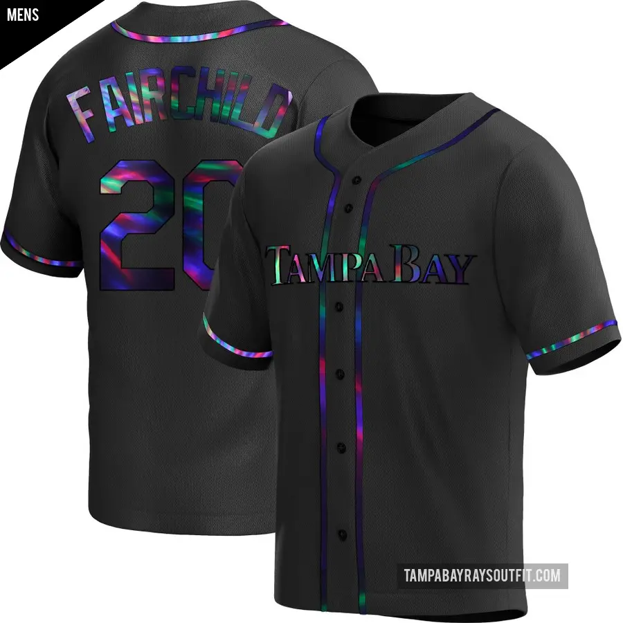 Men's Tampa Bay Rays ＃20 Stuart Fairchild Replica Black Holographic Alternate Jersey