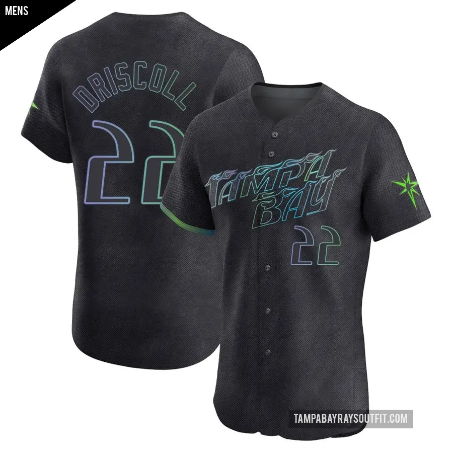 Men's Tampa Bay Rays ＃22 Logan Driscoll Elite Charcoal 2024 City Connect Jersey