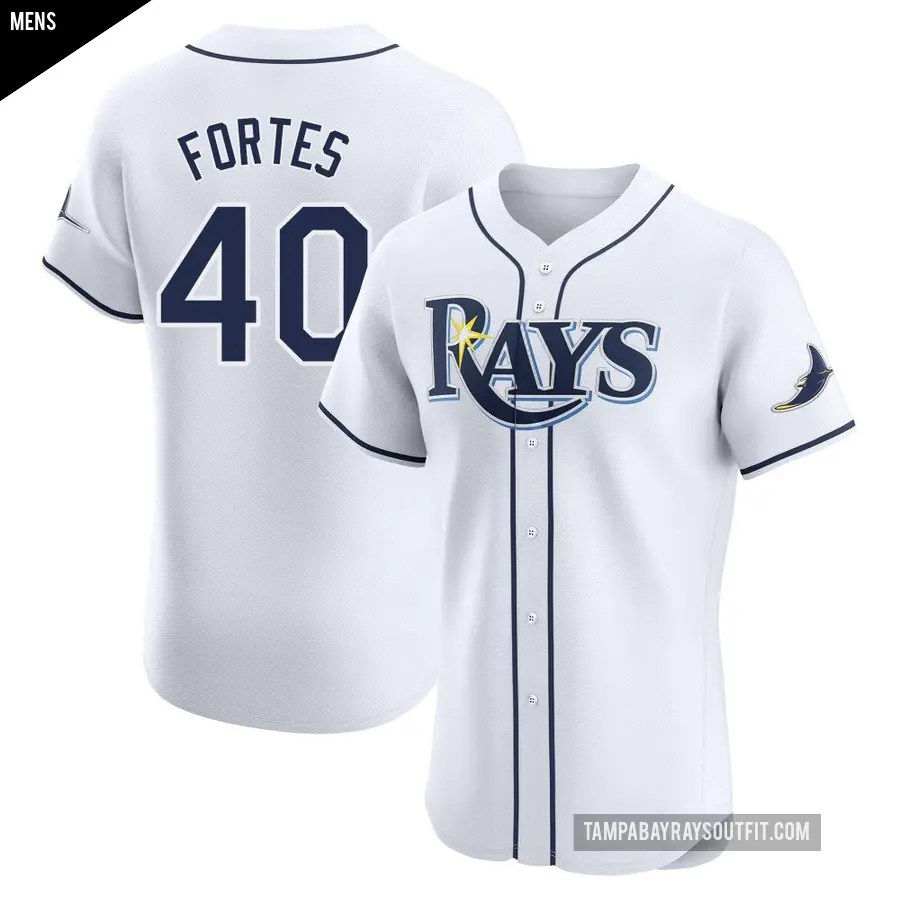 Men's Tampa Bay Rays ＃40 Nick Fortes Elite White Home Jersey