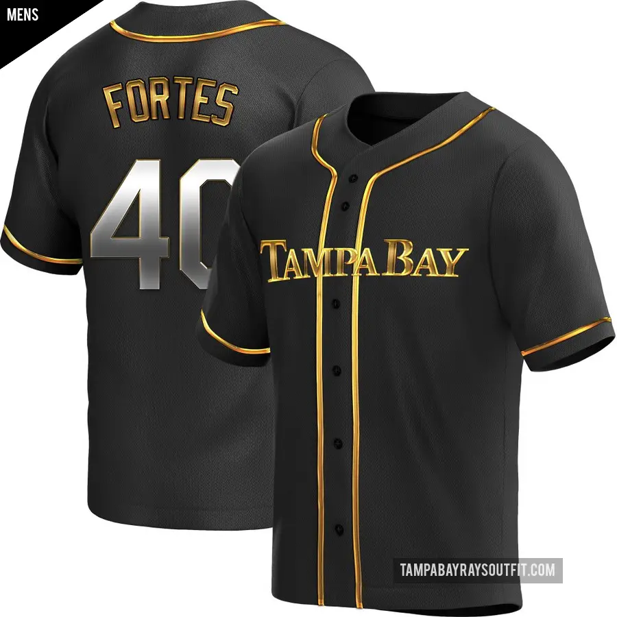 Men's Tampa Bay Rays ＃40 Nick Fortes Replica Gold Black en Alternate Jersey