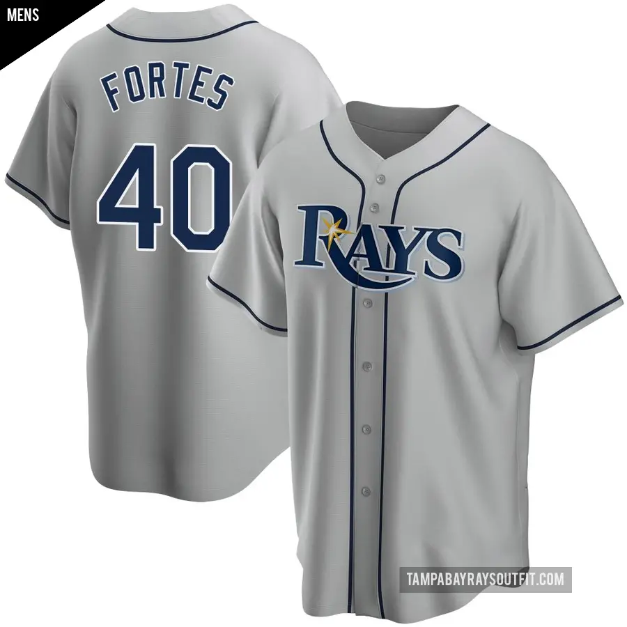 Men's Tampa Bay Rays ＃40 Nick Fortes Replica Gray Road Jersey