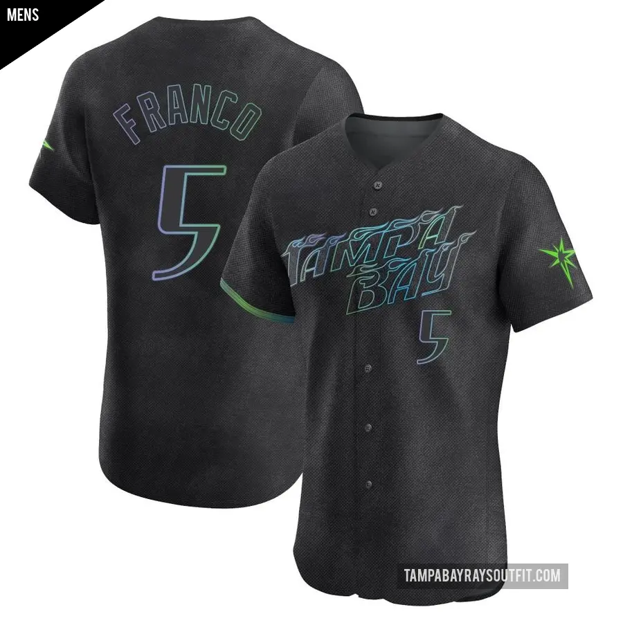 Men's Tampa Bay Rays ＃5 Wander Franco Elite Charcoal 2024 City Connect Jersey