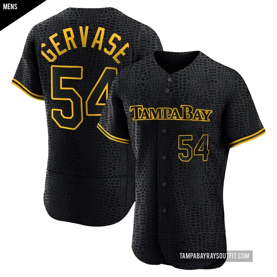 Men's Tampa Bay Rays ＃54 Paul Gervase Authentic Black Snake Skin City Jersey