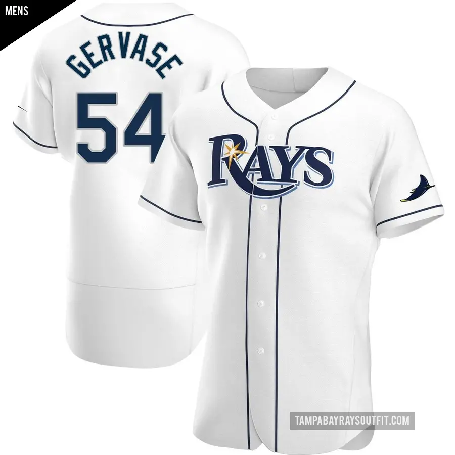 Men's Tampa Bay Rays ＃54 Paul Gervase Authentic White Home Jersey
