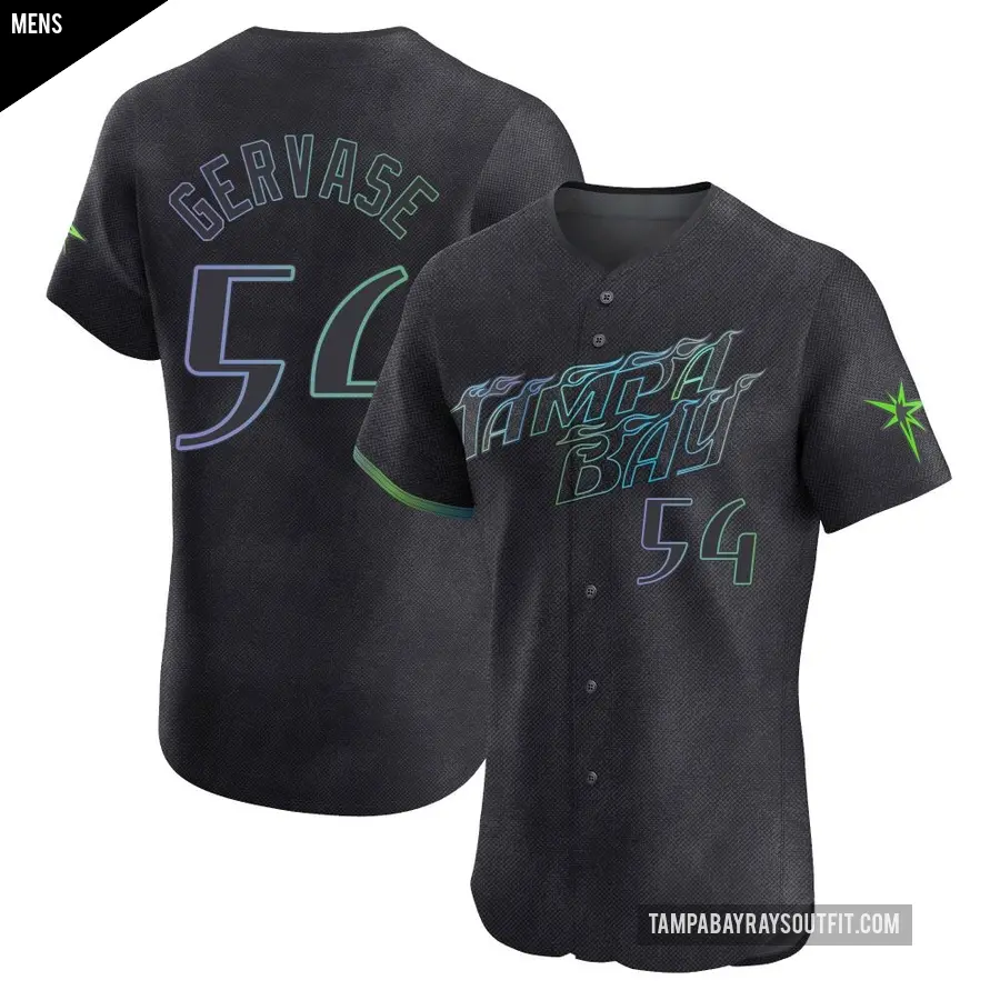 Men's Tampa Bay Rays ＃54 Paul Gervase Elite Charcoal 2024 City Connect Jersey