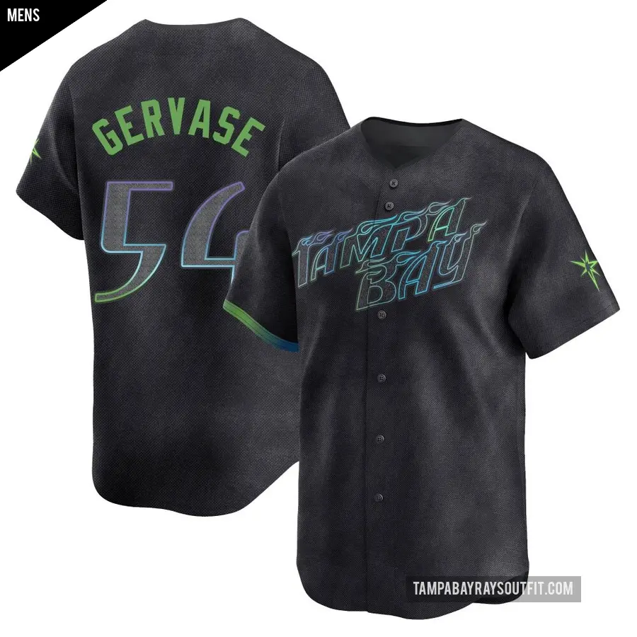 Men's Tampa Bay Rays ＃54 Paul Gervase Limited Charcoal 2024 City Connect Jersey