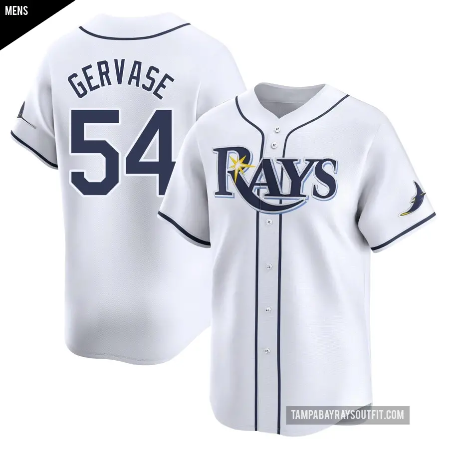 Men's Tampa Bay Rays ＃54 Paul Gervase Limited White Home Jersey
