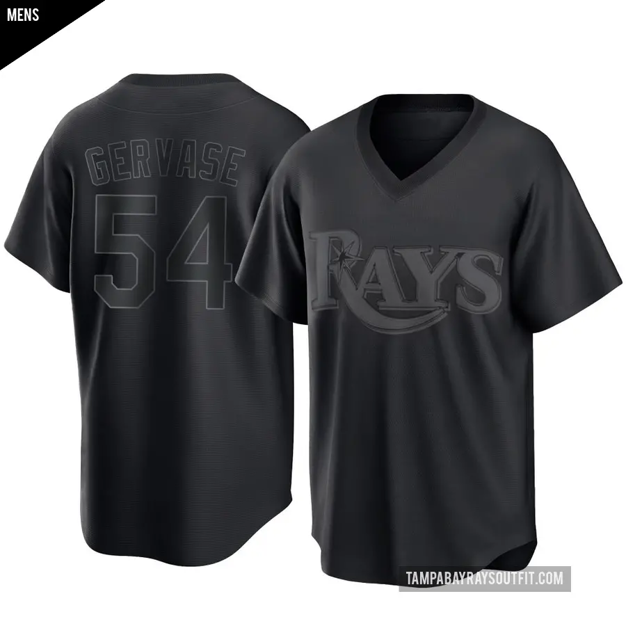 Men's Tampa Bay Rays ＃54 Paul Gervase Replica Black Pitch Fashion Jersey