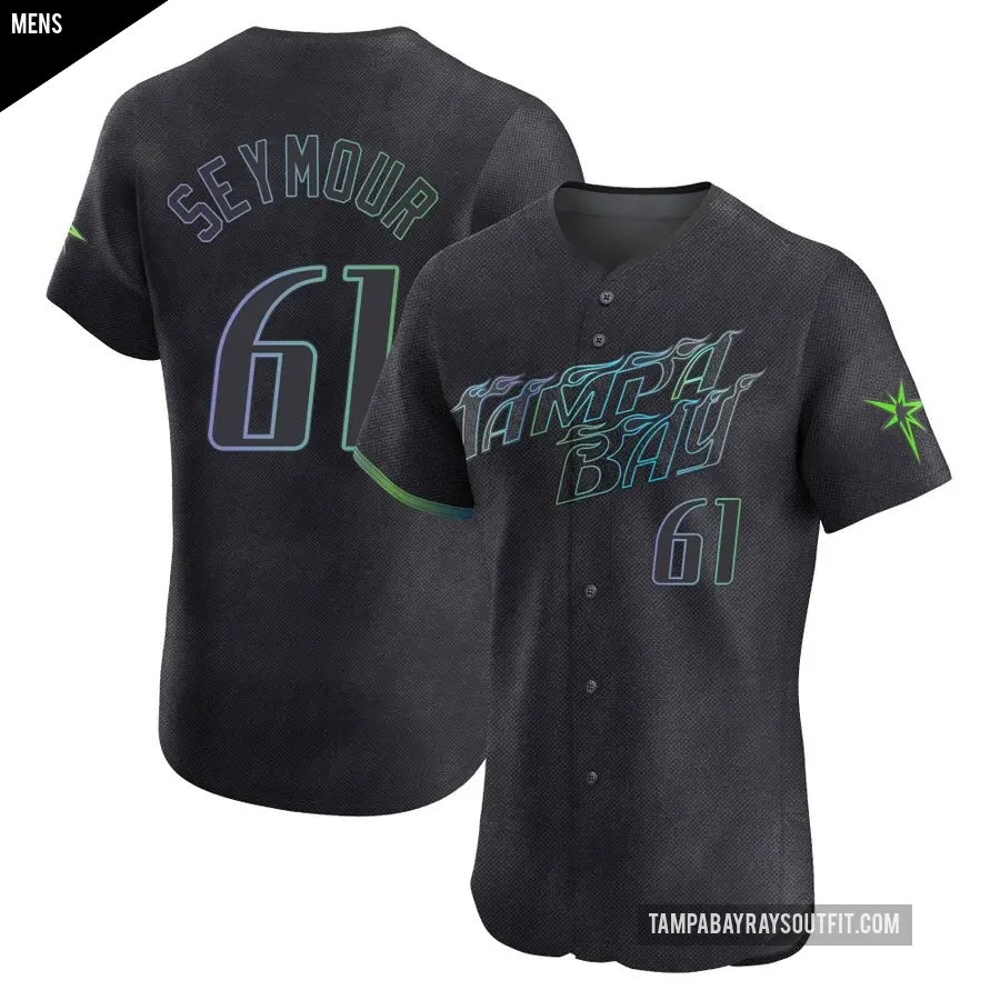 Men's Tampa Bay Rays ＃61 Ian Seymour Elite Charcoal 2024 City Connect Jersey