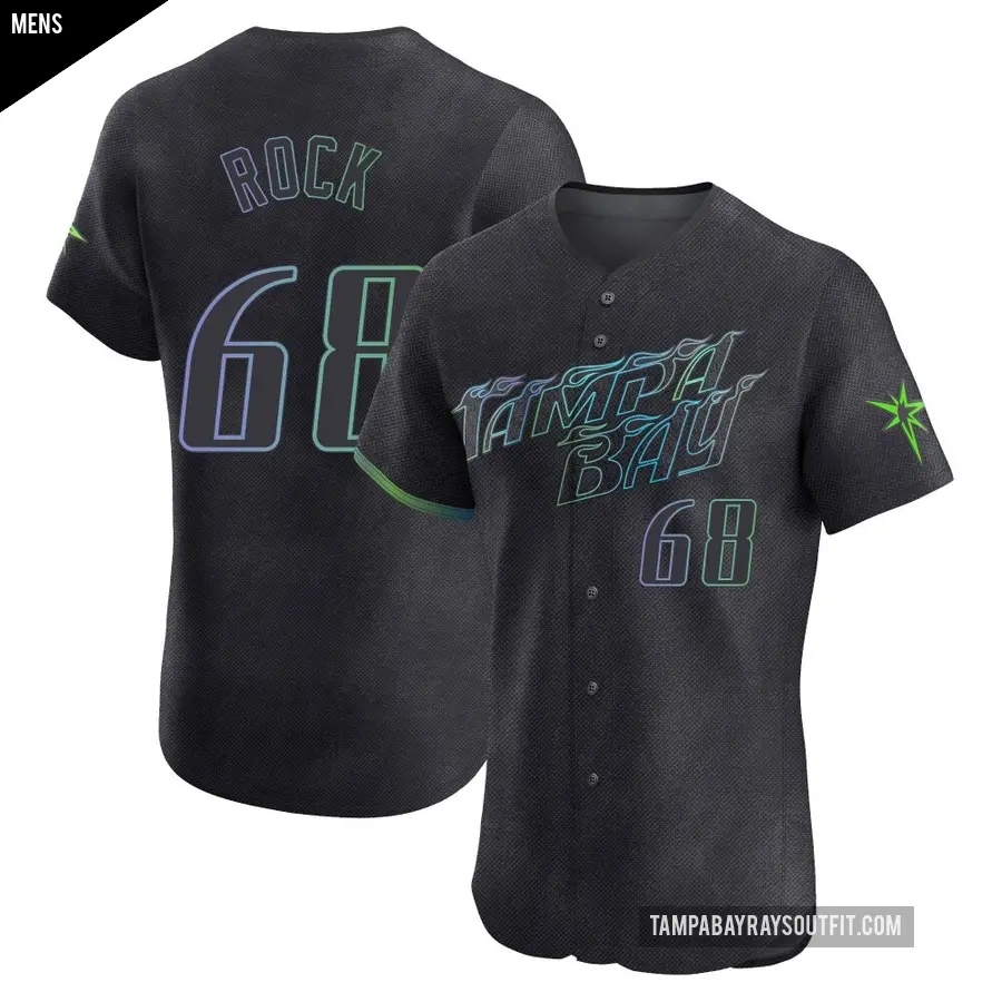 Men's Tampa Bay Rays ＃68 Joe Rock Elite Charcoal 2024 City Connect Jersey
