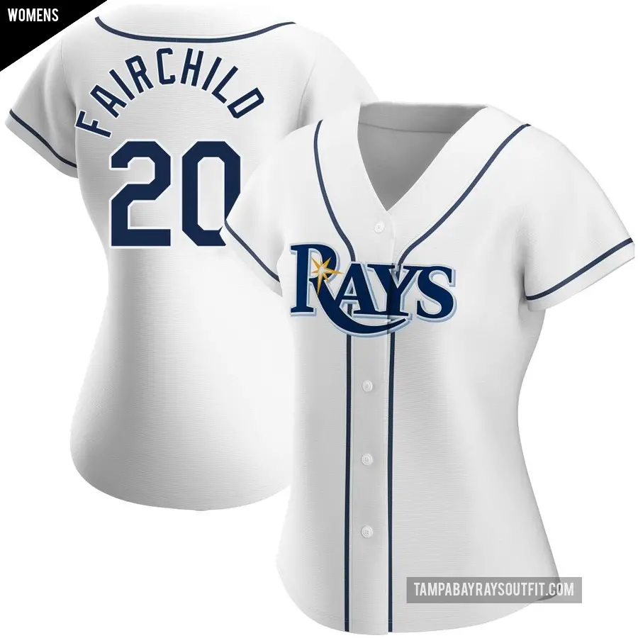 Women's Tampa Bay Rays ＃20 Stuart Fairchild Authentic White Home Jersey