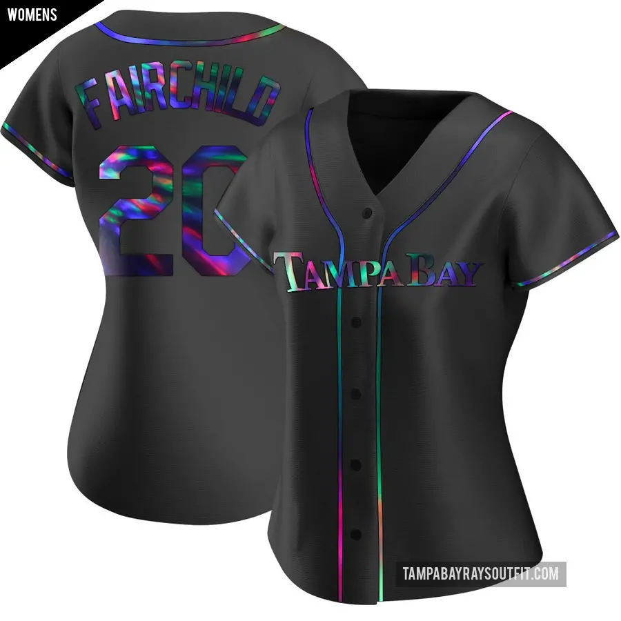 Women's Tampa Bay Rays ＃20 Stuart Fairchild Replica Black Holographic Alternate Jersey