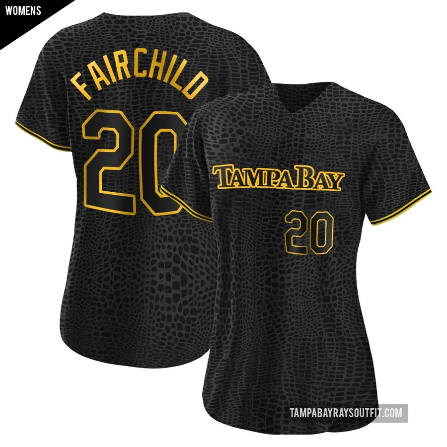 Women's Tampa Bay Rays ＃20 Stuart Fairchild Replica Black Snake Skin City Jersey