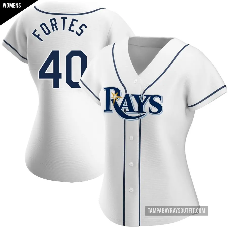 Women's Tampa Bay Rays ＃40 Nick Fortes Authentic White Home Jersey