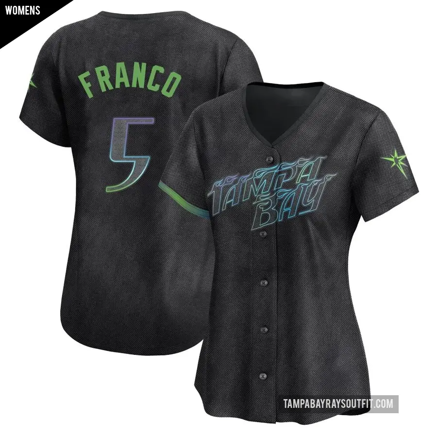 Women's Tampa Bay Rays ＃5 Wander Franco Limited Charcoal 2024 City Connect Jersey
