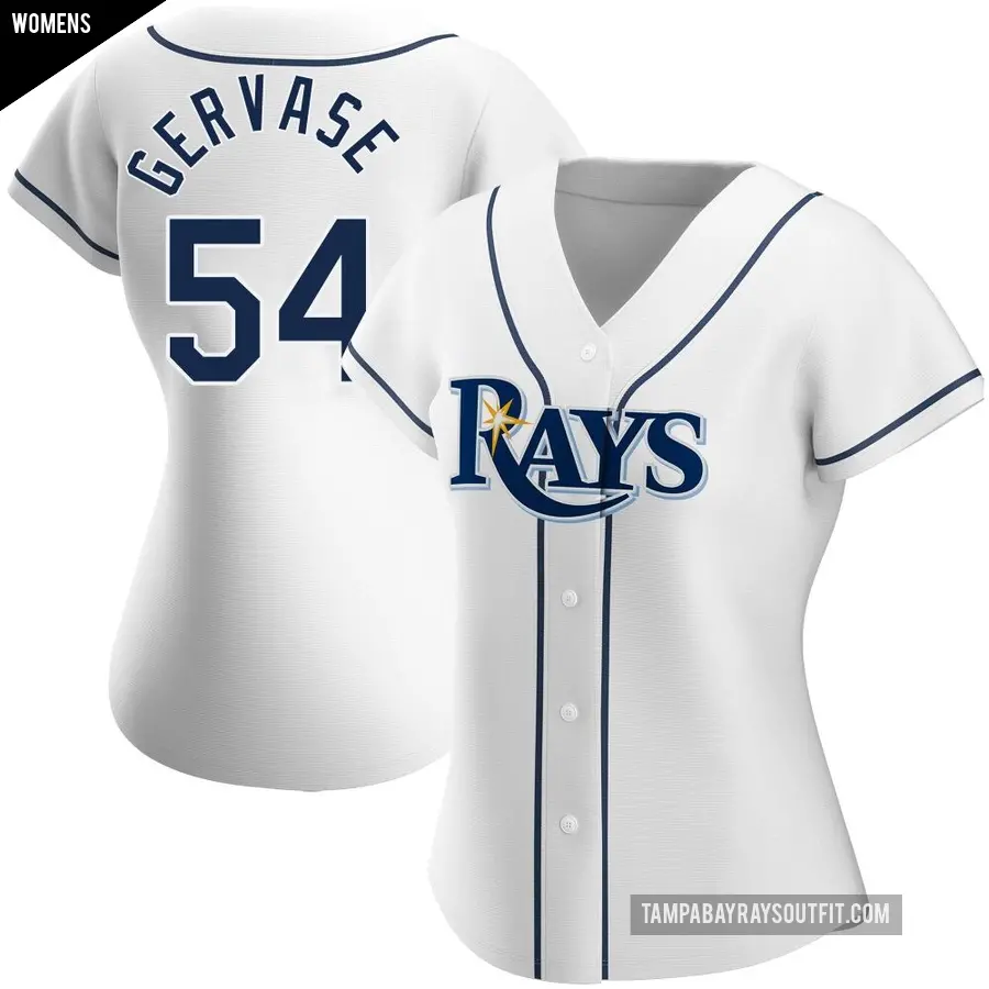 Women's Tampa Bay Rays ＃54 Paul Gervase Authentic White Home Jersey
