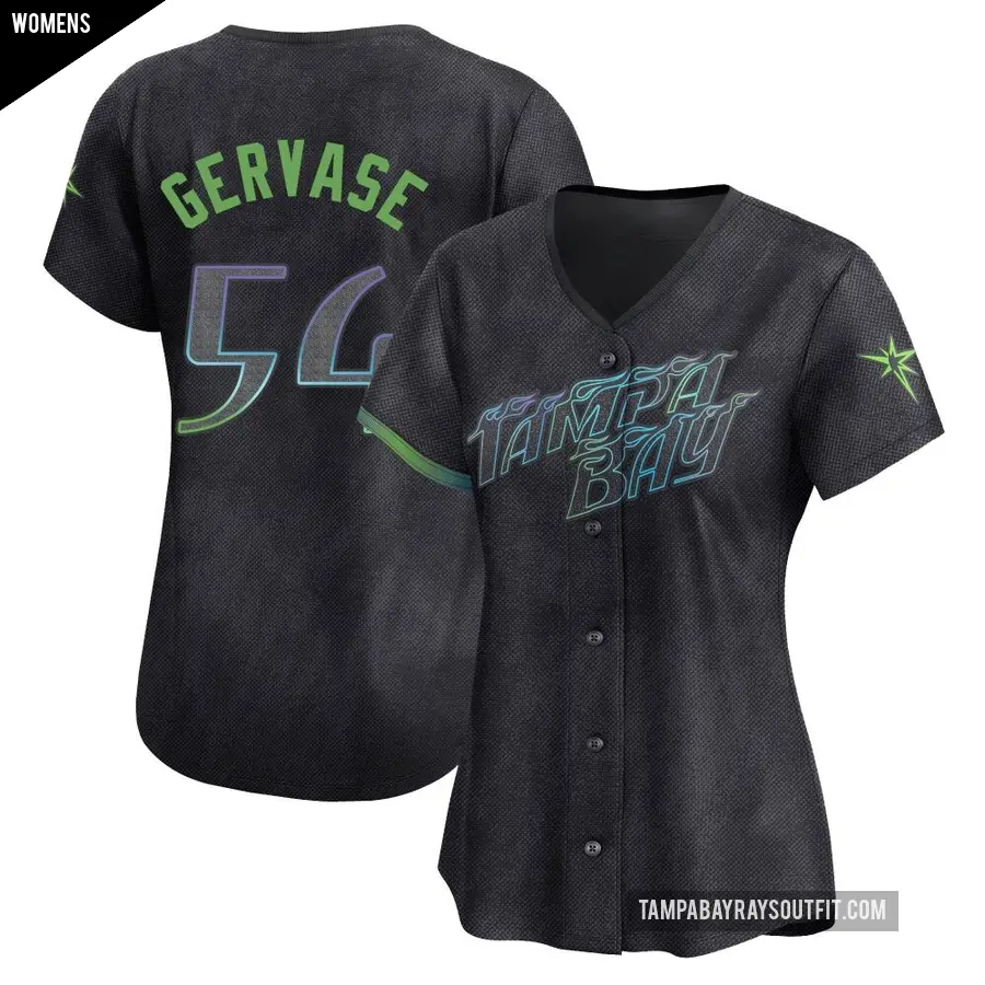 Women's Tampa Bay Rays ＃54 Paul Gervase Limited Charcoal 2024 City Connect Jersey