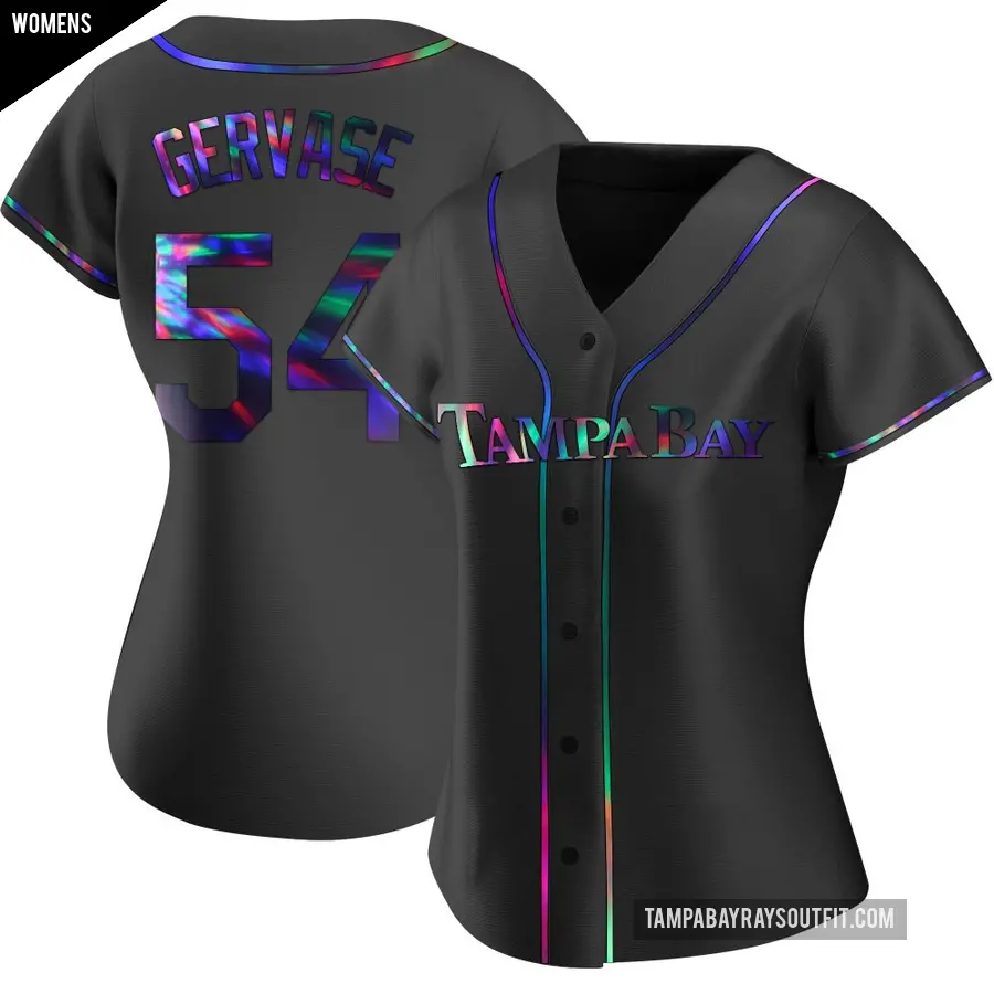 Women's Tampa Bay Rays ＃54 Paul Gervase Replica Black Holographic Alternate Jersey