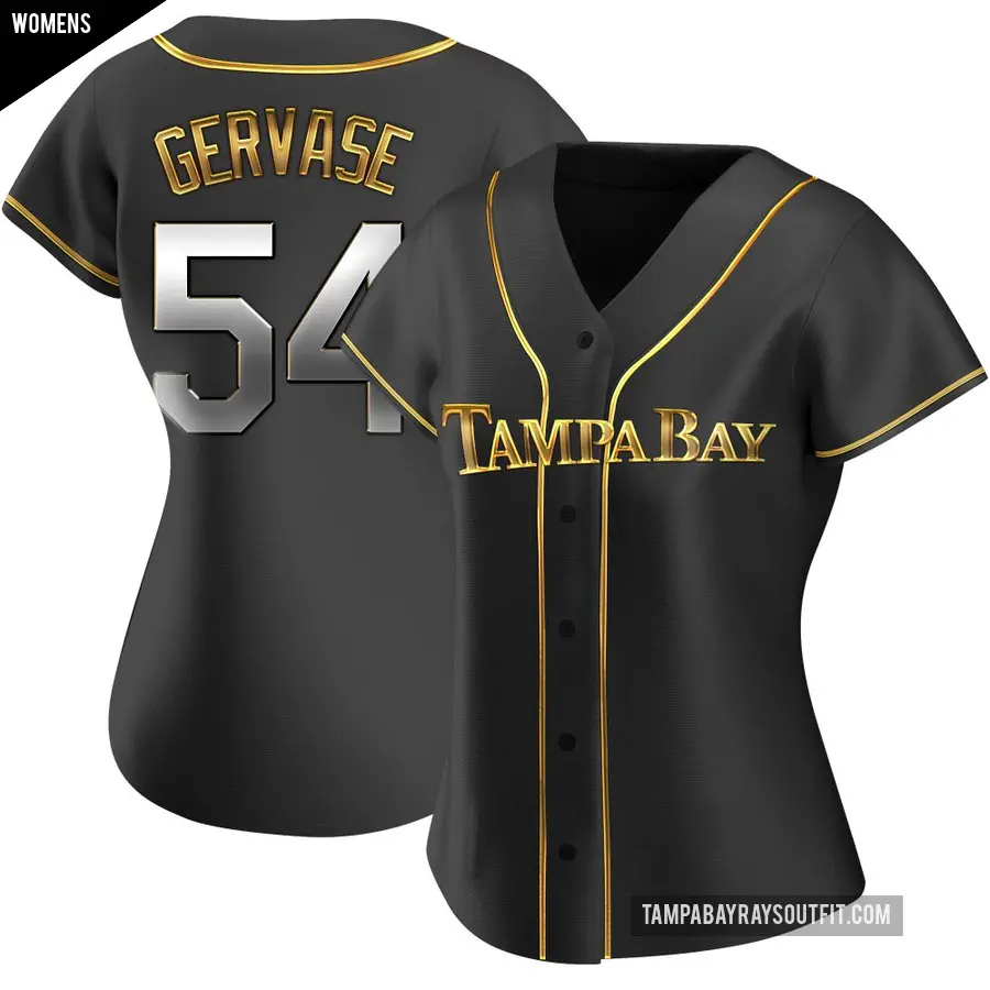 Women's Tampa Bay Rays ＃54 Paul Gervase Replica Gold Black en Alternate Jersey
