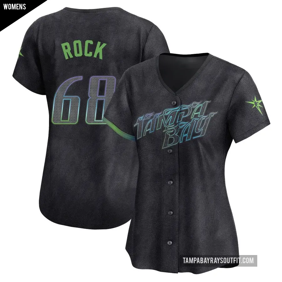 Women's Tampa Bay Rays ＃68 Joe Rock Limited Charcoal 2024 City Connect Jersey