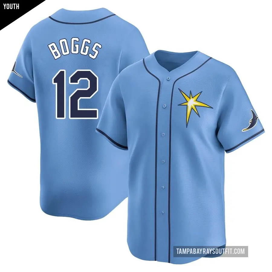Youth Tampa Bay Rays ＃12 Wade Boggs Limited Light Blue Alternate Jersey