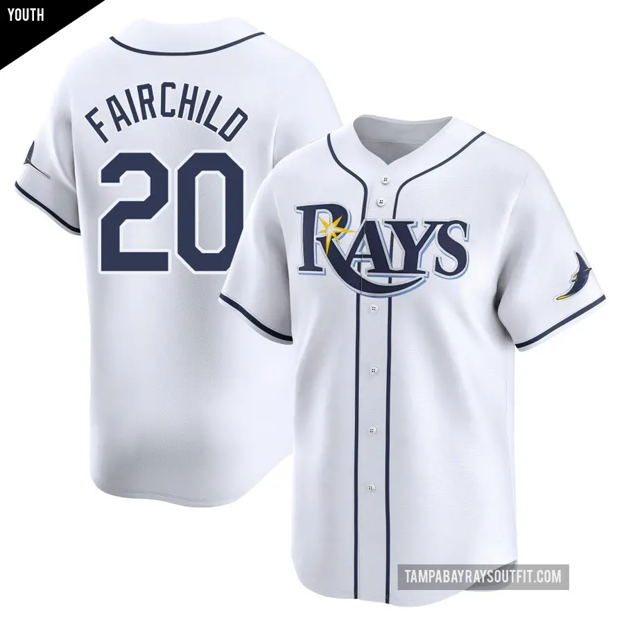 Youth Tampa Bay Rays ＃20 Stuart Fairchild Limited White Home Jersey