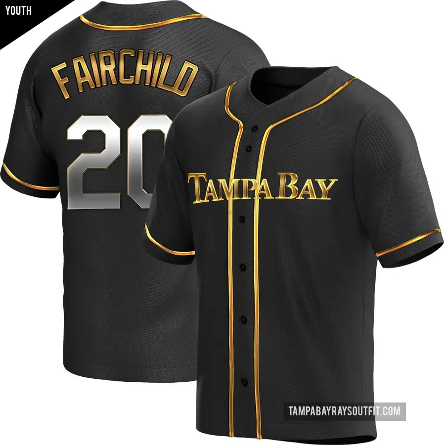 Youth Tampa Bay Rays ＃20 Stuart Fairchild Replica Gold Black en Alternate Jersey