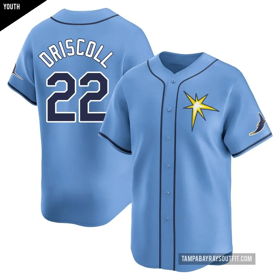 Youth Tampa Bay Rays ＃22 Logan Driscoll Limited Light Blue Alternate Jersey