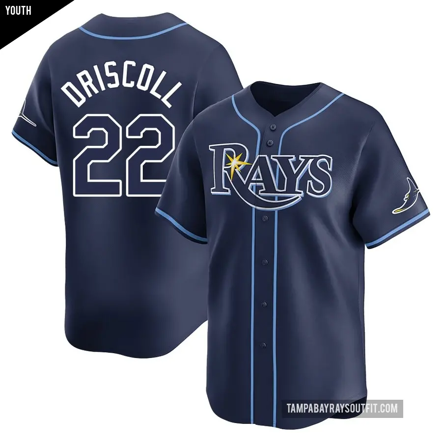 Youth Tampa Bay Rays ＃22 Logan Driscoll Limited Navy Away Jersey