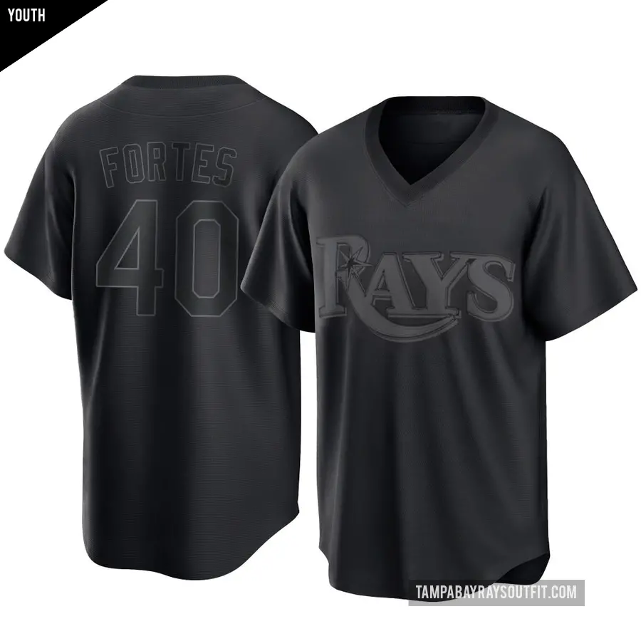 Youth Tampa Bay Rays ＃40 Nick Fortes Replica Black Pitch Fashion Jersey