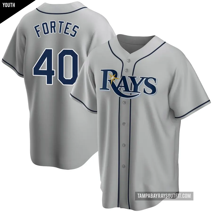 Youth Tampa Bay Rays ＃40 Nick Fortes Replica Gray Road Jersey