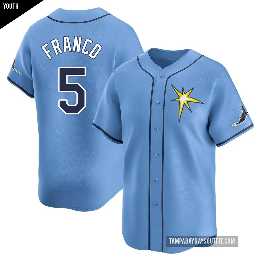 Youth Tampa Bay Rays ＃5 Wander Franco Limited Light Blue Alternate Jersey