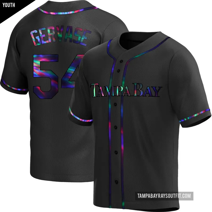 Youth Tampa Bay Rays ＃54 Paul Gervase Replica Black Holographic Alternate Jersey