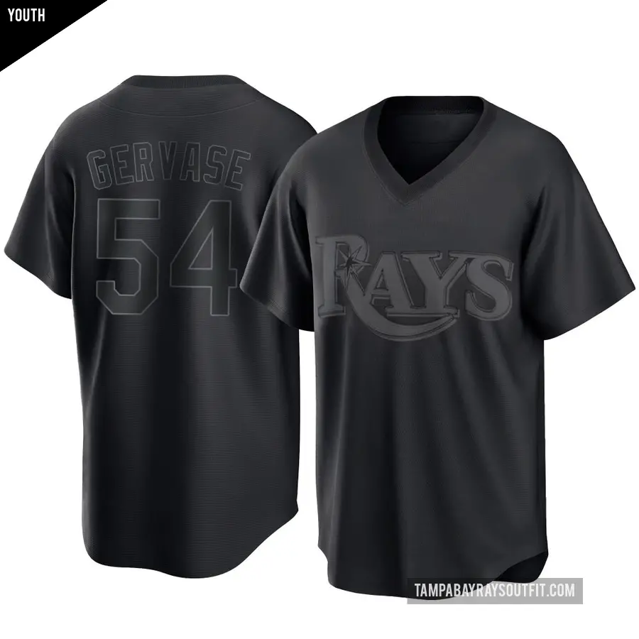 Youth Tampa Bay Rays ＃54 Paul Gervase Replica Black Pitch Fashion Jersey