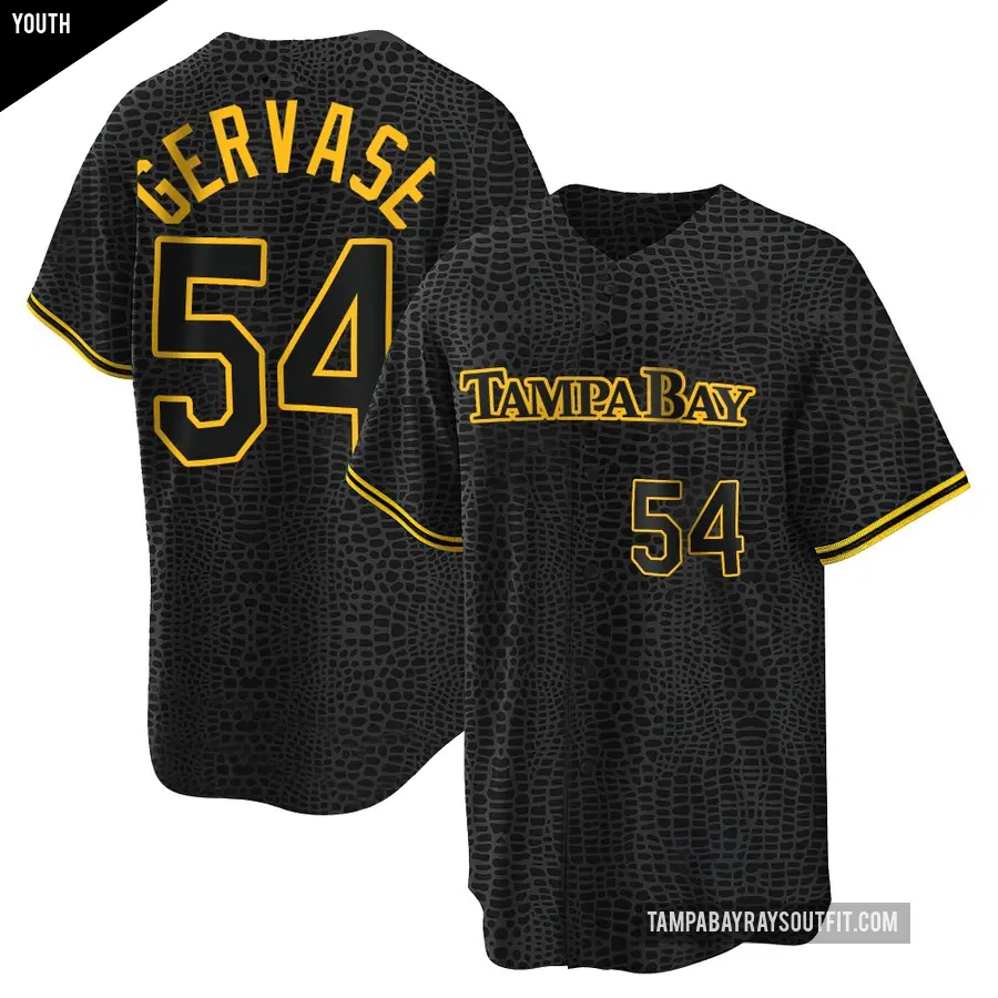 Youth Tampa Bay Rays ＃54 Paul Gervase Replica Black Snake Skin City Jersey