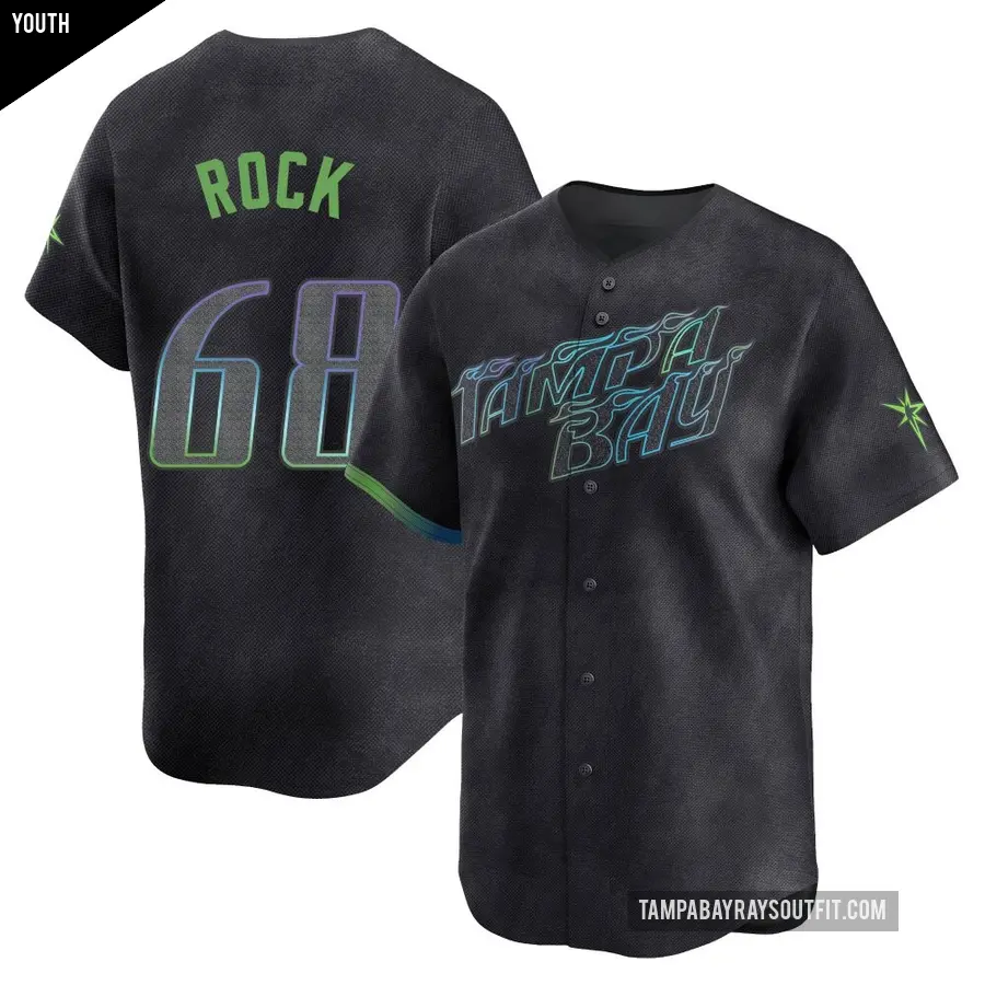 Youth Tampa Bay Rays ＃68 Joe Rock Limited Charcoal 2024 City Connect Jersey